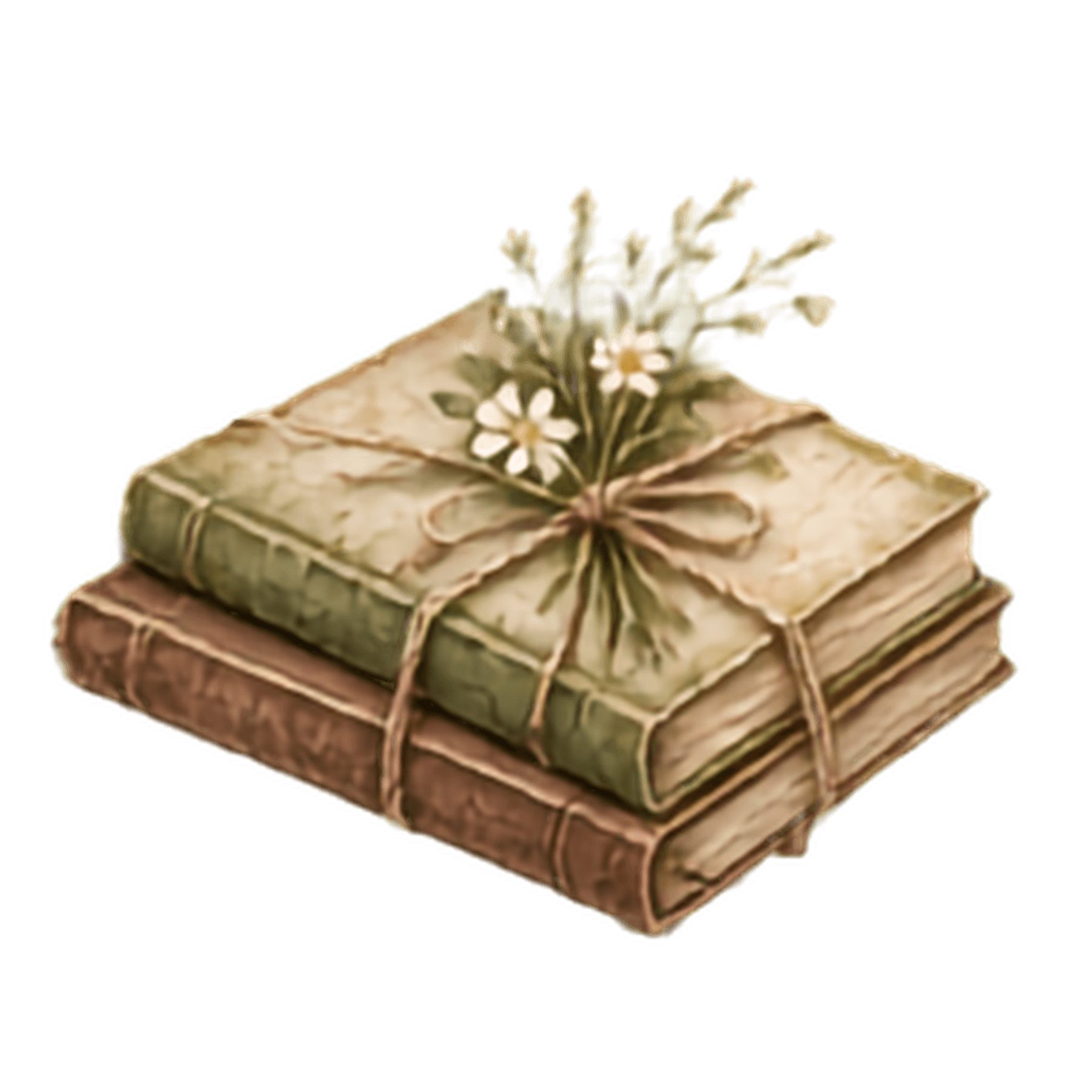 Two letters wrapped with ribbon and flowers